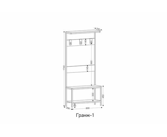 Вешало ГРАНЖ-1, Дуб Крафт Золотой / Черный, изображение 3 | Интернет магазин мебели и декора LifeDekor