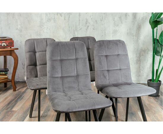 Стул мягкий SHADO Соната профиль серый велюр, черный каркас, изображение 5 | Интернет магазин мебели и декора LifeDekor