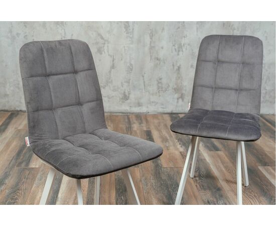 Стул мягкий SHADO Соната профиль серый велюр, белый каркас, изображение 2 | Интернет магазин мебели и декора LifeDekor