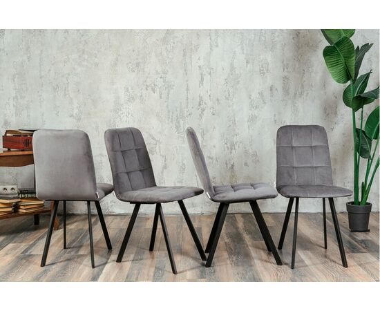 Стул мягкий SHADO Соната профиль серый велюр, черный каркас, изображение 6 | Интернет магазин мебели и декора LifeDekor