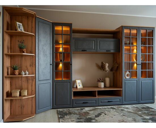 Гостиная «Лацио Сканди» угловая, Вотан/Сканди графит, изображение 2 | Интернет магазин мебели и декора LifeDekor