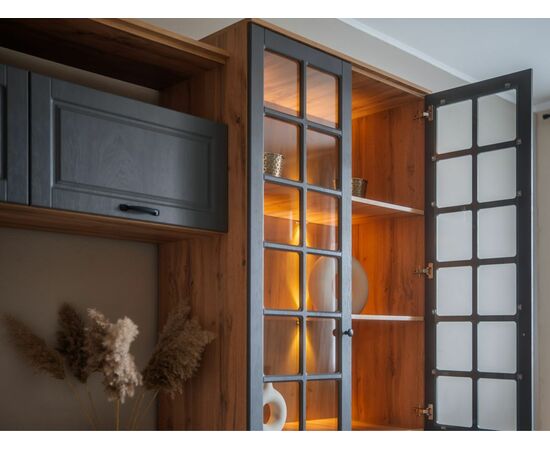 Витрина «Лацио Сканди» 2д, Вотан/Сканди графит, изображение 5 | Интернет магазин мебели и декора LifeDekor