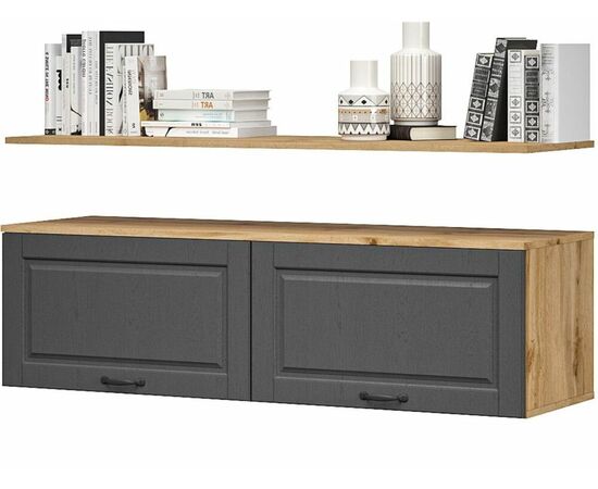 Шкаф навесной с полкой «Лацио Сканди», Вотан/Сканди крафит, изображение 2 | Интернет магазин мебели и декора LifeDekor