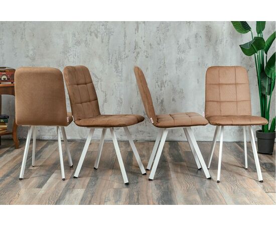 Стул мягкий SHADO Соната профиль бежевый велюр, белый каркас, изображение 6 | Интернет магазин мебели и декора LifeDekor