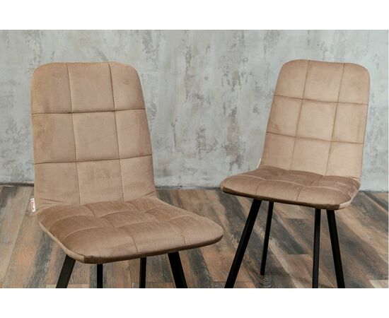 Стул мягкий SHADO Соната профиль бежевый велюр, черный каркас, изображение 2 | Интернет магазин мебели и декора LifeDekor