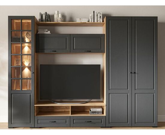 Гостиная «Лацио Сканди» со шкафом, Вотан/Сканди графит | Интернет магазин мебели и декора LifeDekor