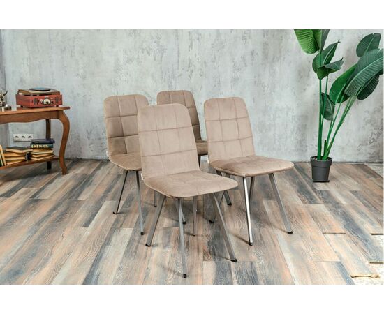 Стул мягкий SHADO Соната профиль бежевый велюр, каркас бриллант, изображение 4 | Интернет магазин мебели и декора LifeDekor