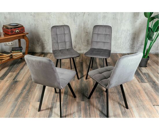 Стул мягкий SHADO Соната профиль серый велюр, черный каркас, изображение 9 | Интернет магазин мебели и декора LifeDekor