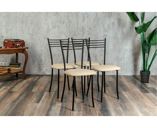 Стул для кухни SHADO Хлоя бежевый, каркас черный, изображение 5 | Интернет магазин мебели и декора LifeDekor