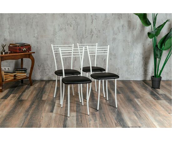 Стул для кухни SHADO Хлоя черный, каркас белый, изображение 4 | Интернет магазин мебели и декора LifeDekor