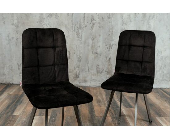 Стул мягкий SHADO Соната профиль черный велюр, каркас бриллант, изображение 2 | Интернет магазин мебели и декора LifeDekor