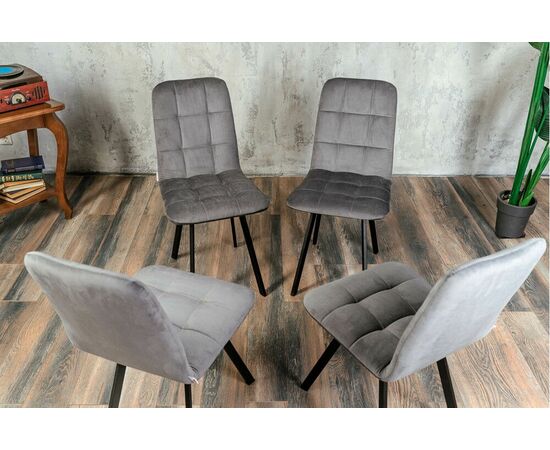 Стул мягкий SHADO Соната профиль серый велюр, черный каркас, изображение 10 | Интернет магазин мебели и декора LifeDekor