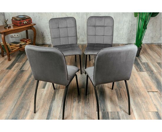 Кухонный стул SHADO София серый велюр, каркас черный, изображение 5 | Интернет магазин мебели и декора LifeDekor