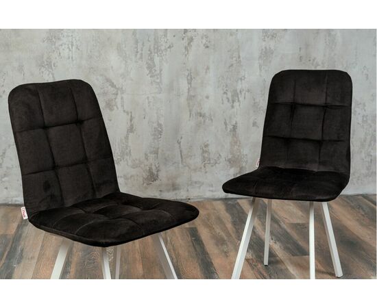 Стул мягкий SHADO Соната профиль черный велюр, белый каркас, изображение 2 | Интернет магазин мебели и декора LifeDekor