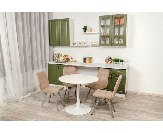 Стул мягкий SHADO Соната профиль бежевый велюр, каркас бриллант, изображение 2 | Интернет магазин мебели и декора LifeDekor