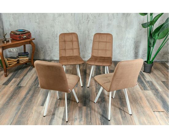 Стул мягкий SHADO Соната профиль бежевый велюр, белый каркас, изображение 9 | Интернет магазин мебели и декора LifeDekor