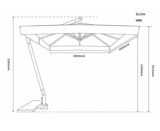 "Корсика" зонт уличный 3х3м на боковой алюминиевой опоре, цвет под дерево, изображение 10 | Интернет магазин мебели и декора LifeDekor