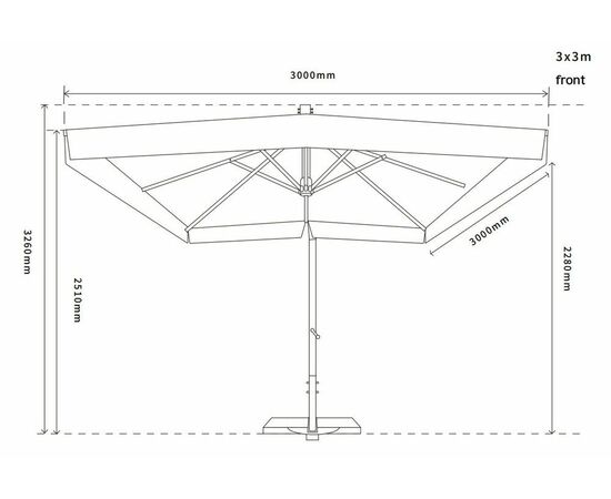 "Корсика" зонт уличный 3х3м на боковой алюминиевой опоре, цвет под дерево, изображение 11 | Интернет магазин мебели и декора LifeDekor