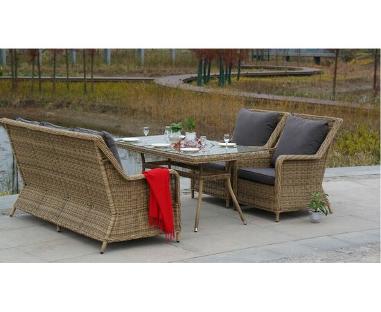 "Латте" плетеный стол из искусственного ротанга 160х90см, цвет соломенный, изображение 31 | Интернет магазин мебели и декора LifeDekor