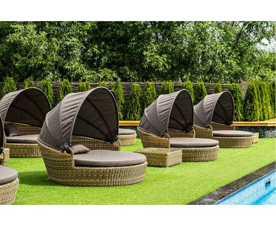 "Стильяно" плетеная кровать круглая, цвет соломенный, изображение 28 | Интернет магазин мебели и декора LifeDekor