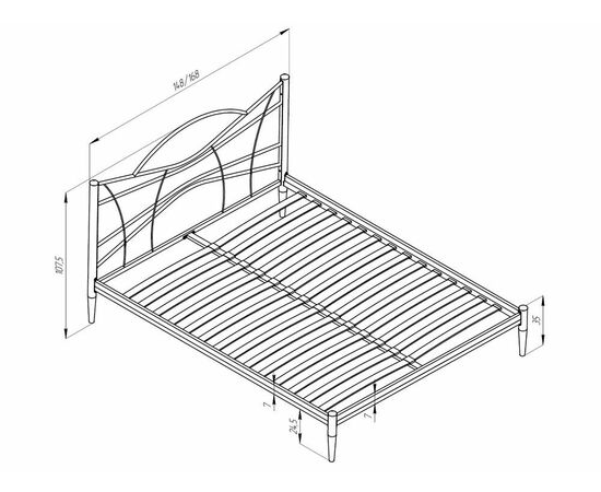 Кровать КМД 27 НОРИ 140 черный, изображение 2 | Интернет магазин мебели и декора LifeDekor