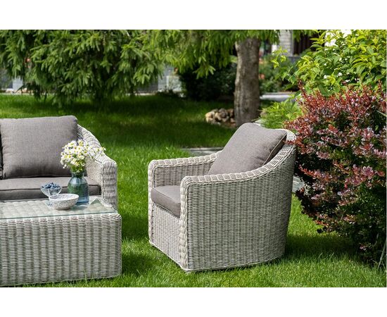 "Кон Панна" кресло из искусственного ротанга, цвет бежевый, изображение 5 | Интернет магазин мебели и декора LifeDekor