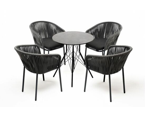 "Конте" обеденная группа на 4 персоны, круглый стол, цвет "серый гранит" | Интернет магазин мебели и декора LifeDekor