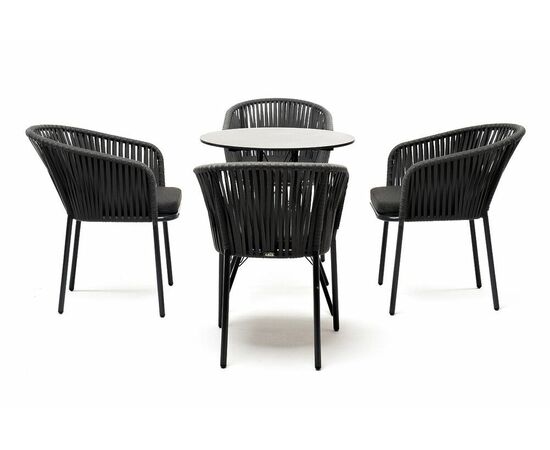 "Конте" обеденная группа на 4 персоны, круглый стол, цвет "серый гранит", изображение 2 | Интернет магазин мебели и декора LifeDekor