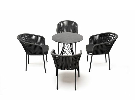 "Конте" обеденная группа на 4 персоны, круглый стол, цвет "серый гранит", изображение 3 | Интернет магазин мебели и декора LifeDekor