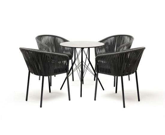 "Конте" обеденная группа на 4 персоны, круглый стол, цвет "серый гранит", изображение 4 | Интернет магазин мебели и декора LifeDekor