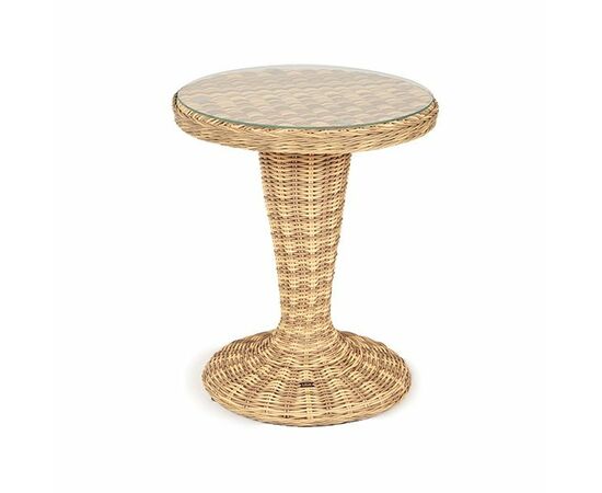 "Леванте" стол круглый из искусственного ротанга, цвет соломенный | Интернет магазин мебели и декора LifeDekor