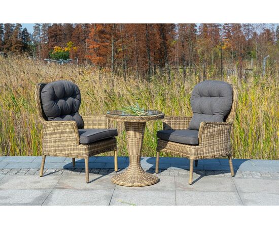 "Леванте" стол круглый из искусственного ротанга, цвет соломенный, изображение 4 | Интернет магазин мебели и декора LifeDekor