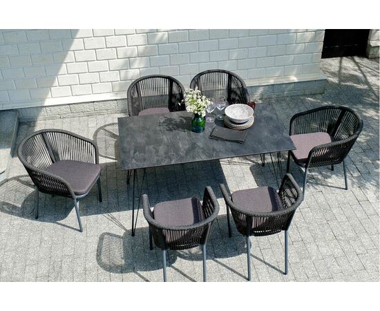 "Руссо" обеденный стол из HPL 150х80см, цвет "черный мрамор", изображение 4 | Интернет магазин мебели и декора LifeDekor