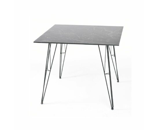 "Руссо" обеденный стол из HPL квадратный 90х90см, цвет "черный мрамор" | Интернет магазин мебели и декора LifeDekor