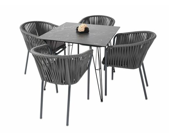 "Руссо" обеденный стол из HPL квадратный 90х90см, цвет "черный мрамор", изображение 2 | Интернет магазин мебели и декора LifeDekor