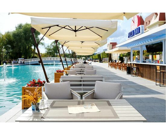 "Сан Ремо" диван 2-местный плетеный из роупа, каркас алюминий белый, роуп бежевый, ткань бежевая, изображение 10 | Интернет магазин мебели и декора LifeDekor