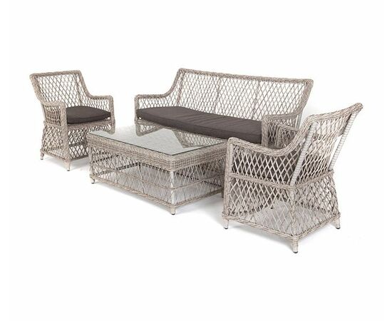 "Асти" лаунж-зона из искусственного ротанга на 4 персоны, цвет бежевый | Интернет магазин мебели и декора LifeDekor