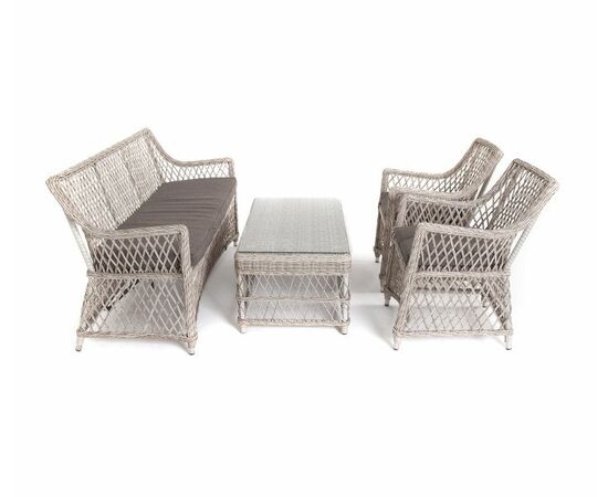 "Асти" лаунж-зона из искусственного ротанга на 4 персоны, цвет бежевый, изображение 3 | Интернет магазин мебели и декора LifeDekor