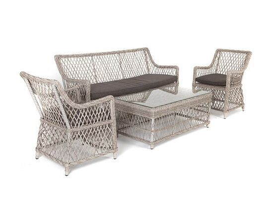 "Асти" лаунж-зона из искусственного ротанга на 4 персоны, цвет бежевый, изображение 4 | Интернет магазин мебели и декора LifeDekor