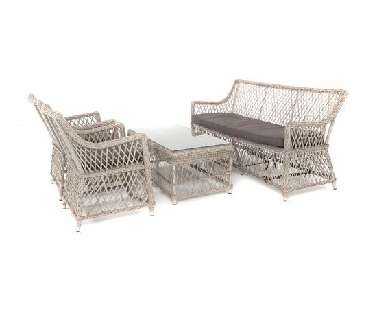 "Асти" лаунж-зона из искусственного ротанга на 4 персоны, цвет бежевый, изображение 5 | Интернет магазин мебели и декора LifeDekor