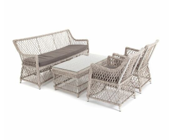 "Асти" лаунж-зона из искусственного ротанга на 4 персоны, цвет бежевый, изображение 6 | Интернет магазин мебели и декора LifeDekor