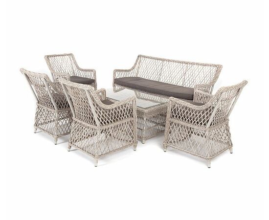 "Асти" лаунж-зона из искусственного ротанга на 6 персоны, цвет бежевый | Интернет магазин мебели и декора LifeDekor