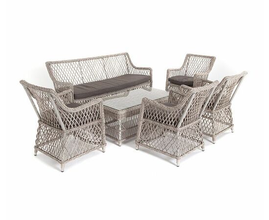 "Асти" лаунж-зона из искусственного ротанга на 6 персоны, цвет бежевый, изображение 3 | Интернет магазин мебели и декора LifeDekor