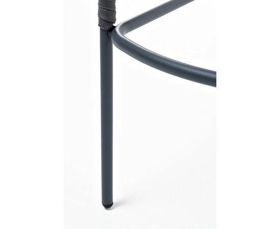 "Бордо" стул барный плетеный из роупа, каркас из стали серый (RAL7022) муар, роуп серый 15мм, ткань серая, изображение 2 | Интернет магазин мебели и декора LifeDekor