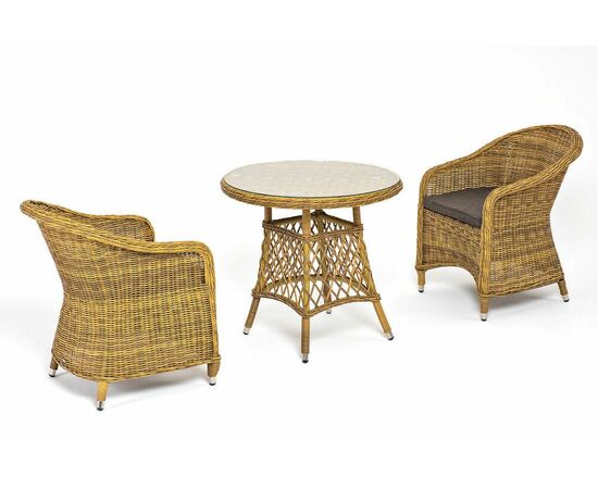 "Эспрессо–80 R" обеденная группа плетеная, цвет соломенный, изображение 2 | Интернет магазин мебели и декора LifeDekor