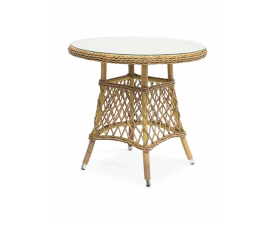 "Эспрессо" плетеный круглый стол, диаметр 80 см, цвет соломенный | Интернет магазин мебели и декора LifeDekor