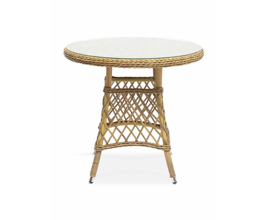 "Эспрессо" плетеный круглый стол, диаметр 80 см, цвет соломенный, изображение 2 | Интернет магазин мебели и декора LifeDekor