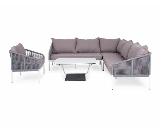 "Канны" модульная угловая лаунж-зона из роупа (веревки), цвет светло-серый, изображение 2 | Интернет магазин мебели и декора LifeDekor