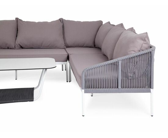 "Канны" модульная угловая лаунж-зона из роупа (веревки), цвет светло-серый, изображение 4 | Интернет магазин мебели и декора LifeDekor