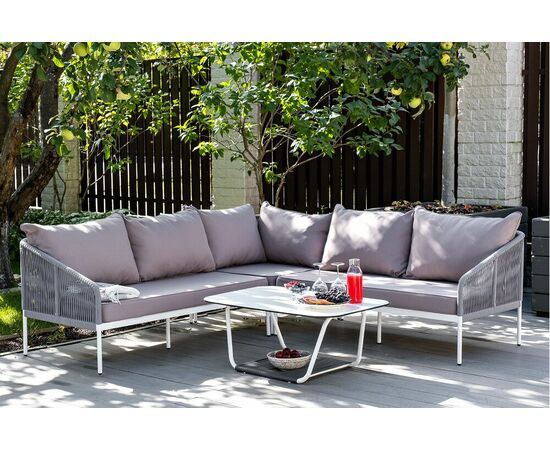 "Канны" модульная угловая лаунж-зона из роупа (веревки), цвет светло-серый, изображение 5 | Интернет магазин мебели и декора LifeDekor